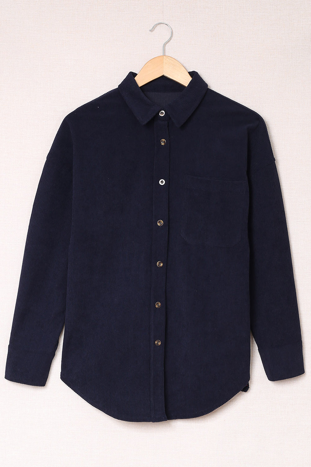 Dark Blue Corduroy Button Pocket Shirt