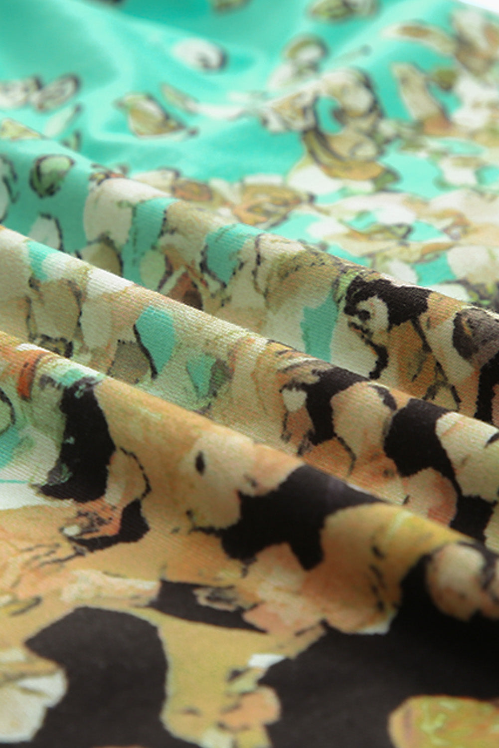 Robe verte brillante à bretelles et cordon de serrage imprimé léopard