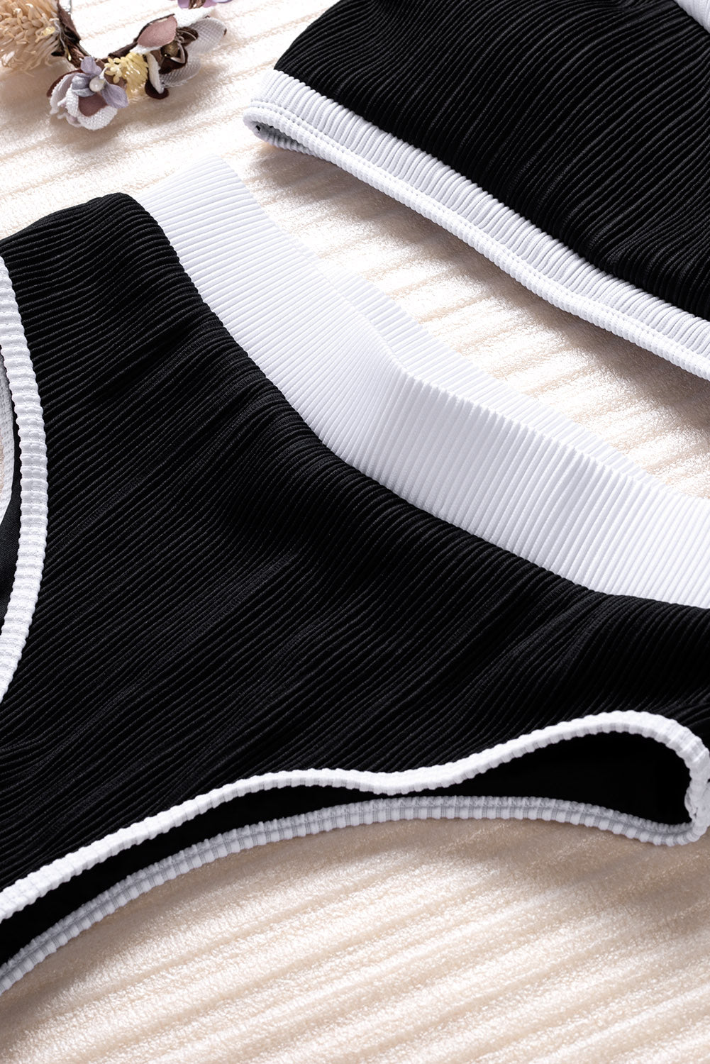 Black One Shoulder Patchwork High-waisted Bikini Set