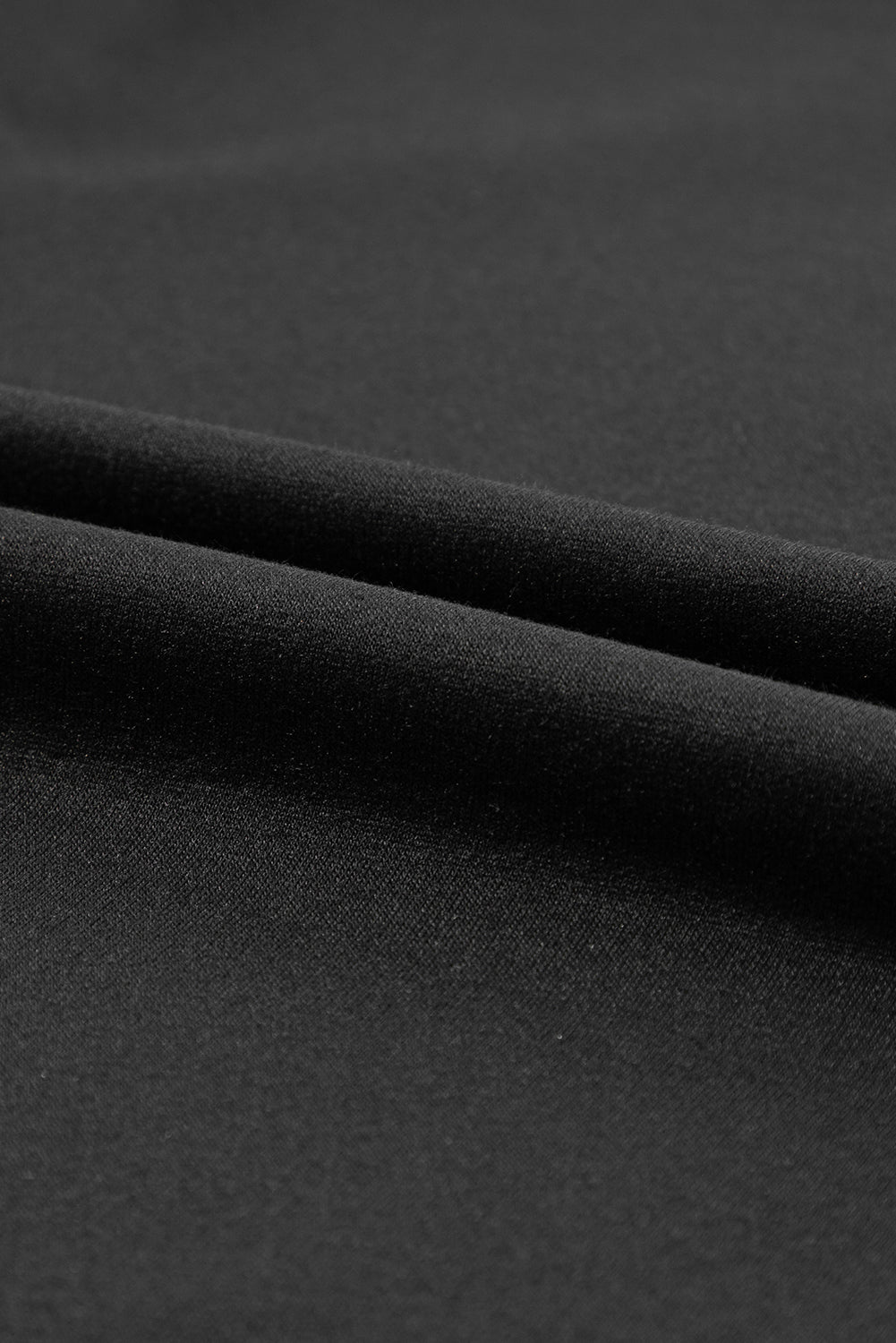 Black Solid Half Zipped Drawstring High Waist Lounge Set