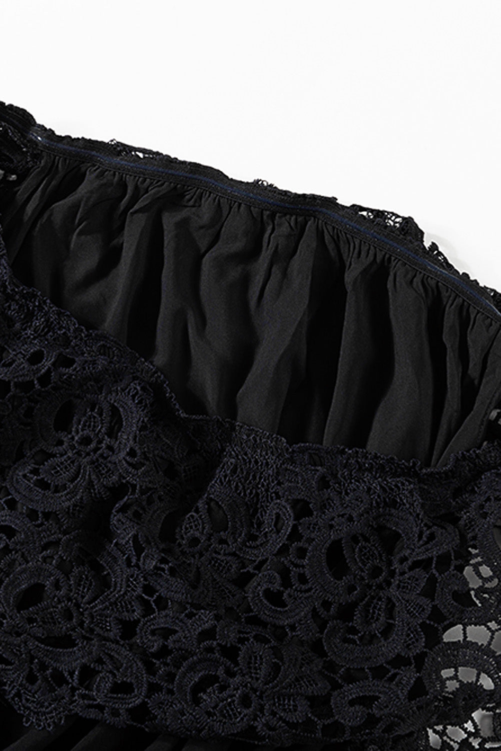 Black Off-the-shoulder Lace Sleeves Plus size Dress