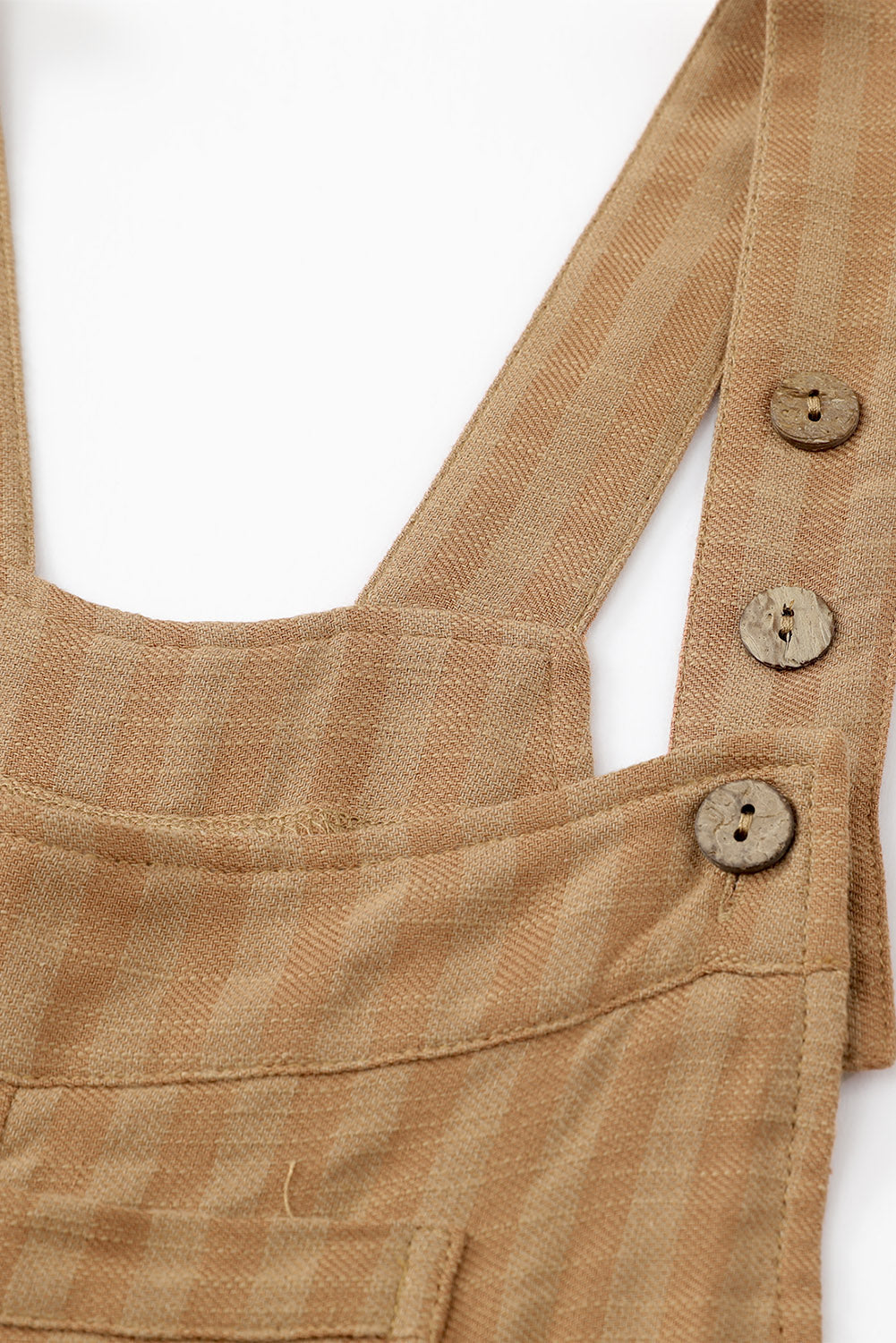 Prugasti plisirani kombinezon s džepovima širokih nogavica u boji cikorije kave