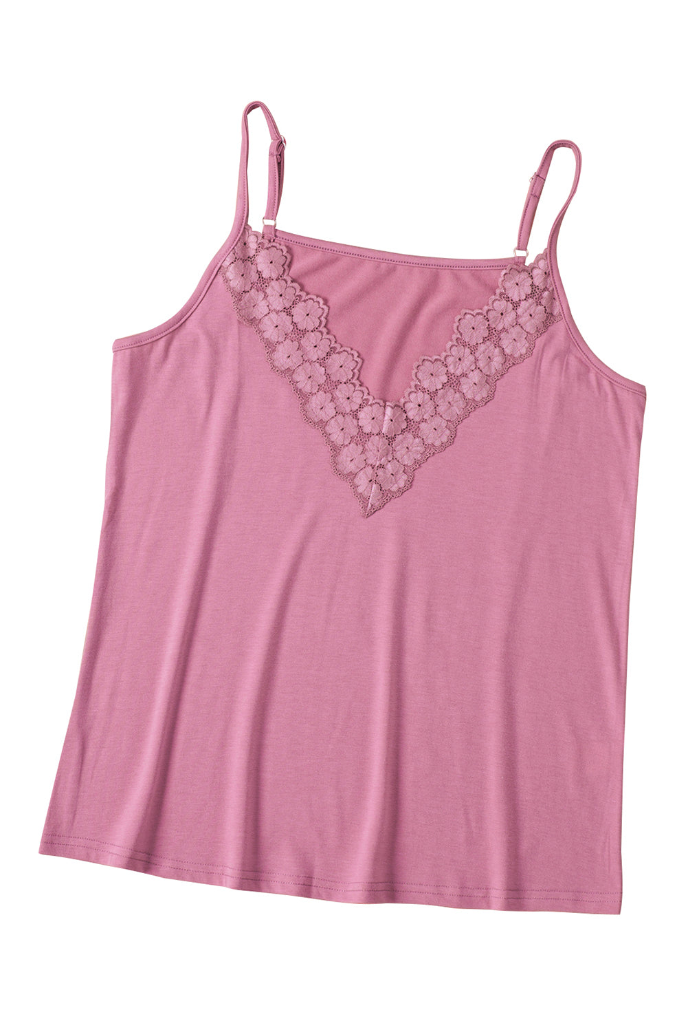 Rožnata majica s čipko in v-izrezom