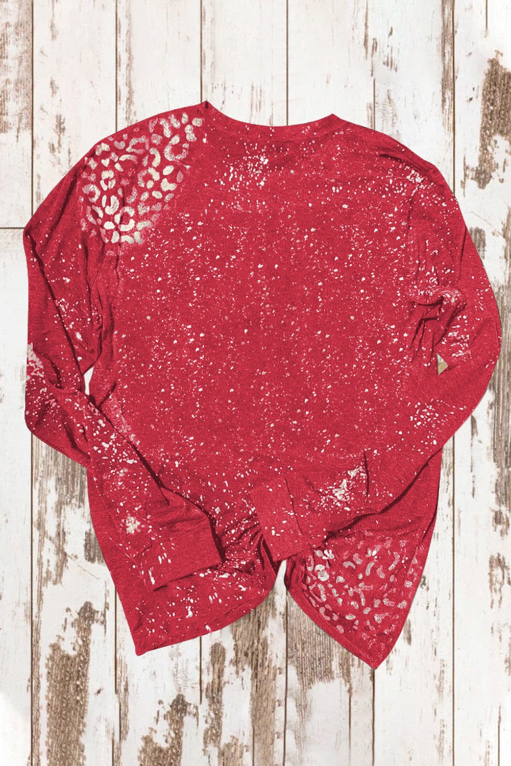 Fiery Red Retro Bleached Leopard Spot Pullover