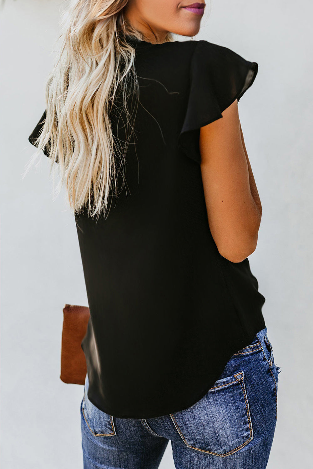 Black Forever Tonight Button Tie Top