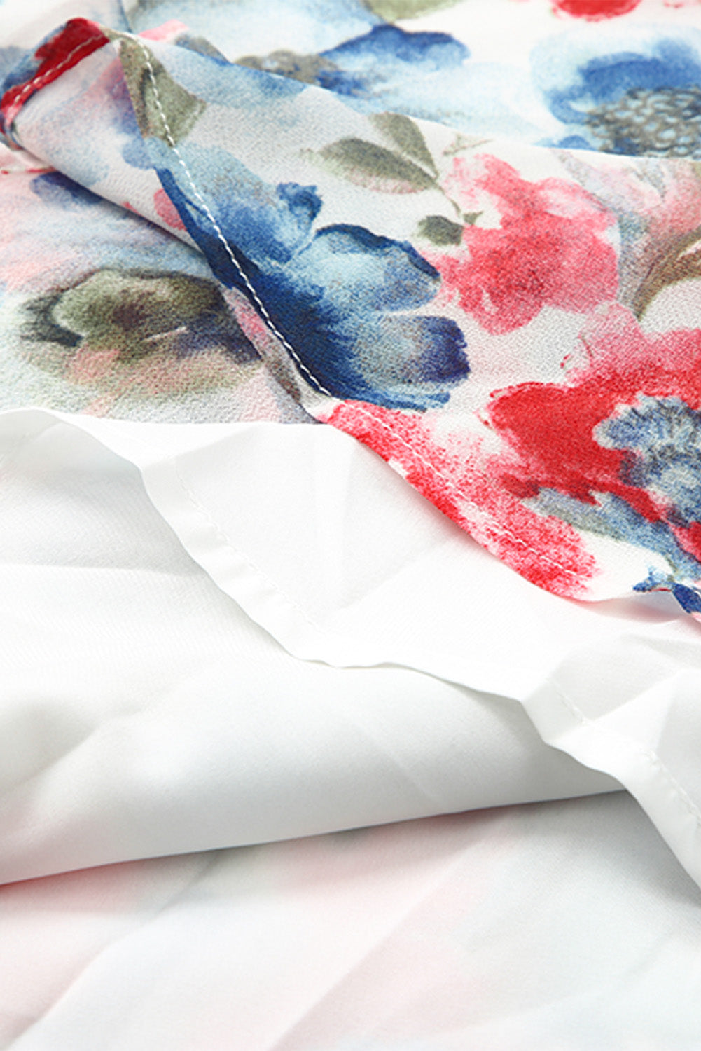 Robe fluide à cordon de serrage à imprimé floral vintage bleu ciel
