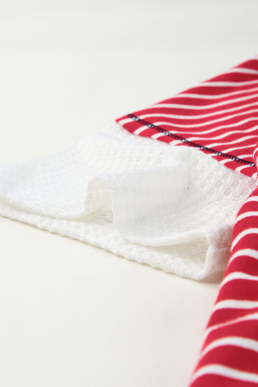 Blue Stripes Stars Print Knit Short Sleeves Top