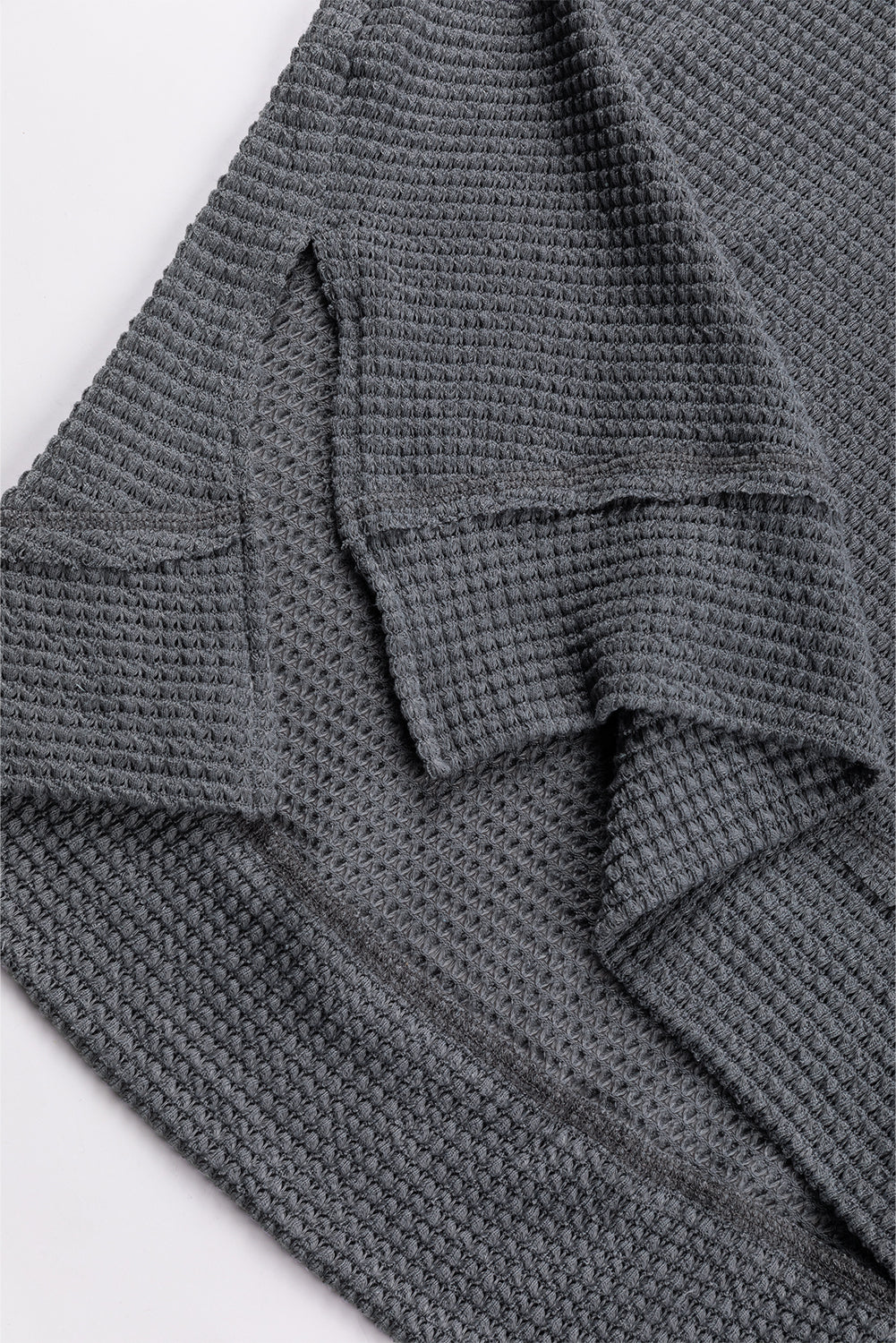 Top Henley in maglia testurizzata patchwork scozzese allentato grigio scuro
