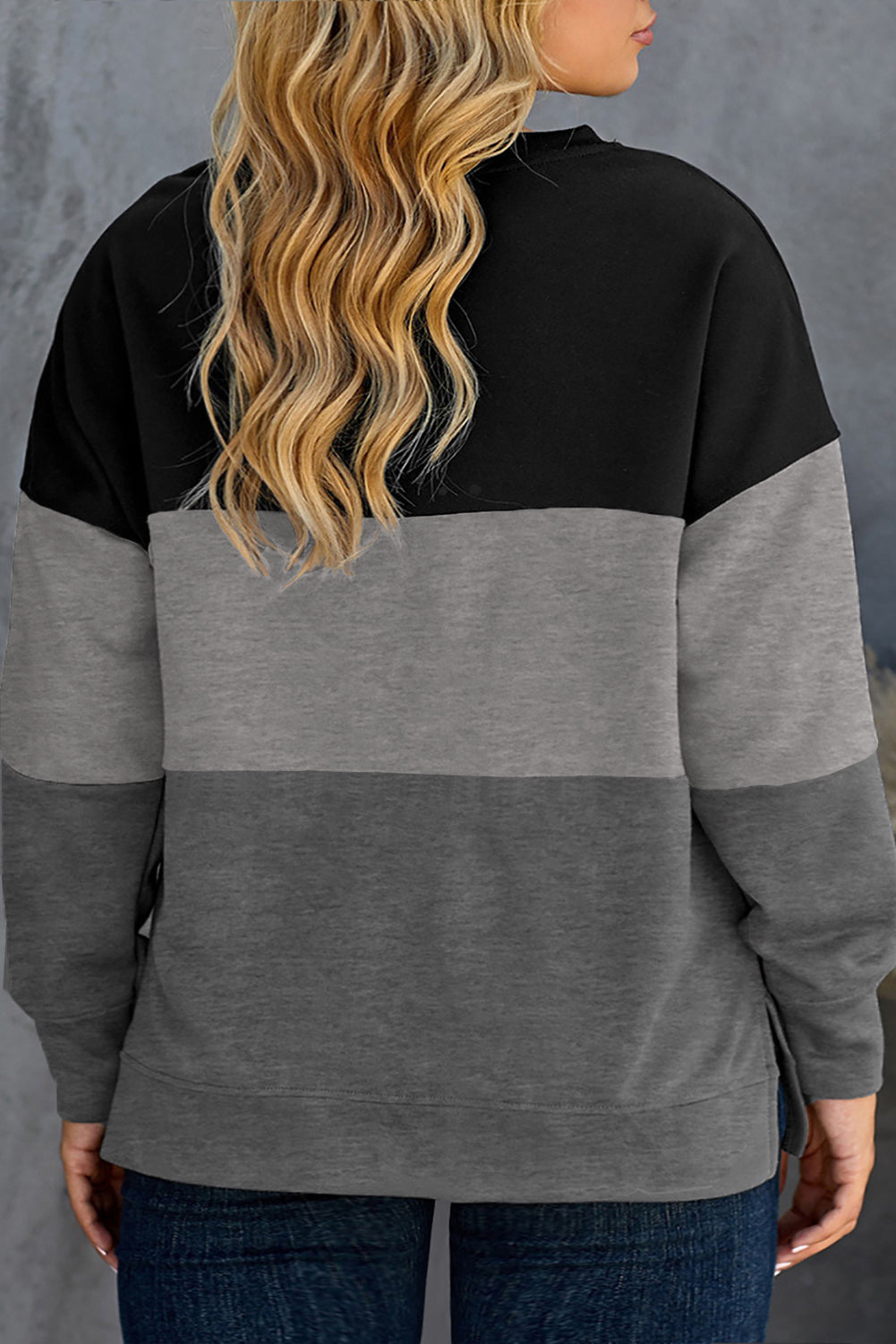 Schwarzes Colorblock-Sweatshirt mit Rundhalsausschnitt in Übergröße
