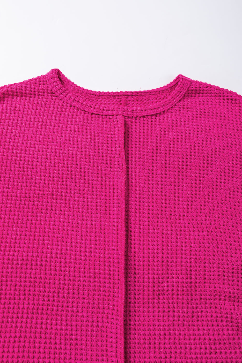 Ružičasto crvena teksturirana majica dugih rukava sa središnjim šavom s podijeljenim rukavima