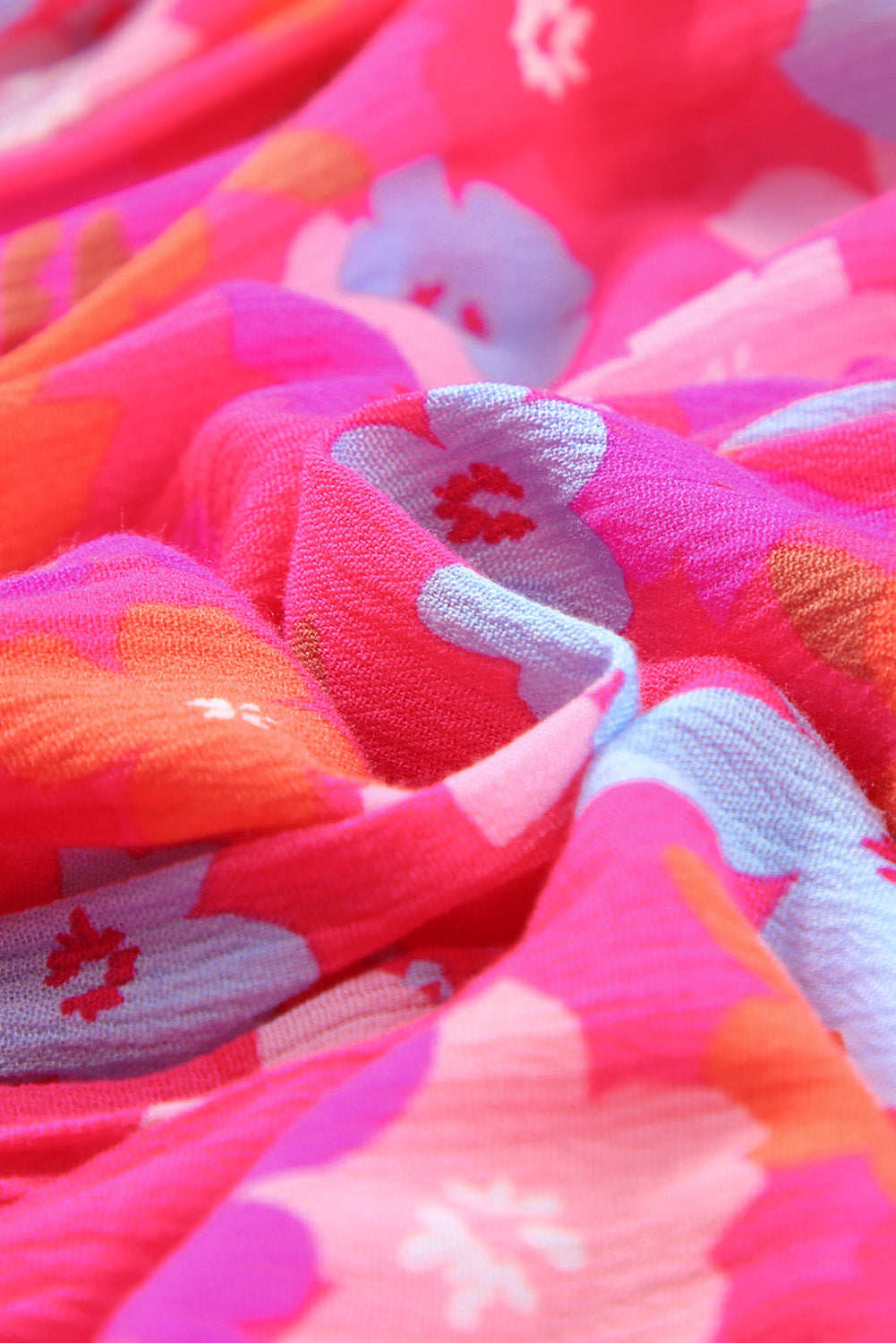 Večbarvna obleka Babydoll s cvetličnimi rokavi in ​​mehurčki