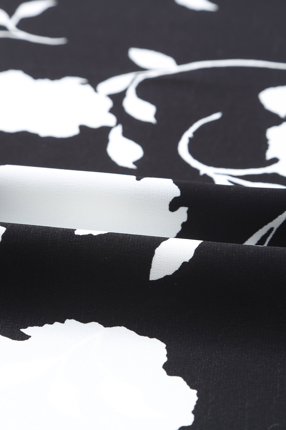 Black Floral Printed Short Sleeve Blouse