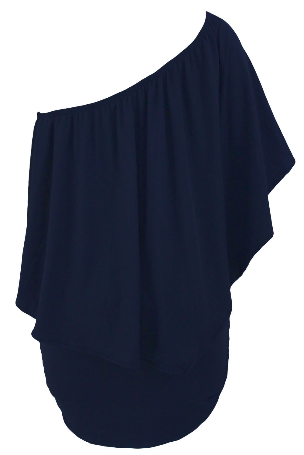 Multiple Dressing Layered Dark Blue Mini Poncho Dress