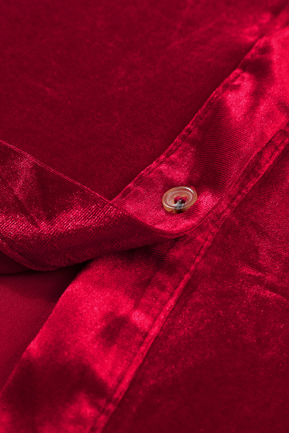Vatreno crvena baršunasta haljina dugih rukava s volanima na kopčanje