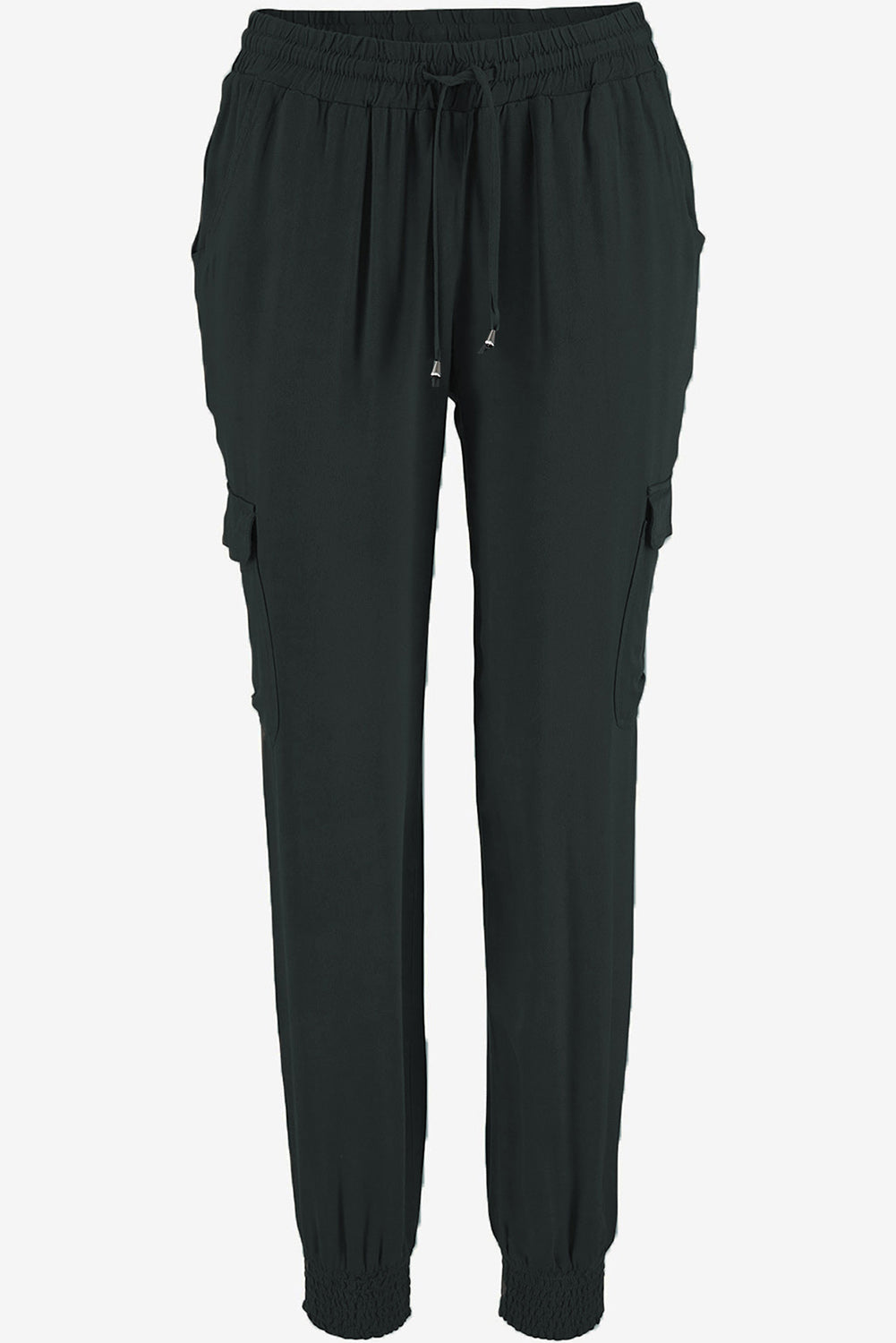 Pantalon de jogging taille haute gris avec poches latérales et cordon de serrage