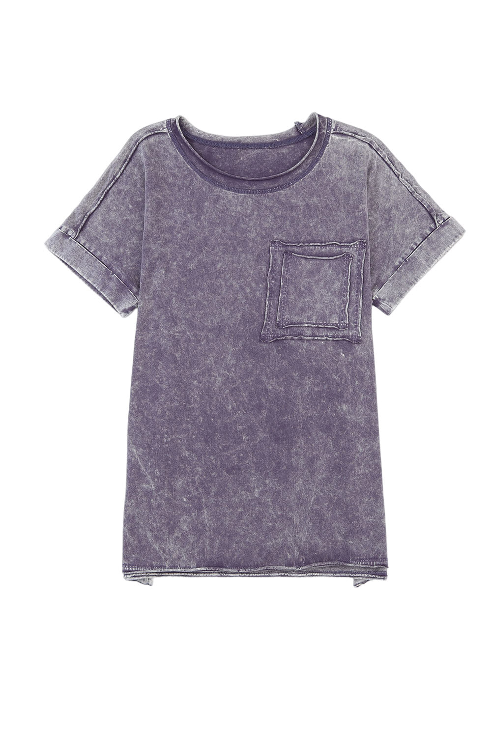 Graues Vintage-T-Shirt mit Taschen und Schlitzen in Mineralwaschung