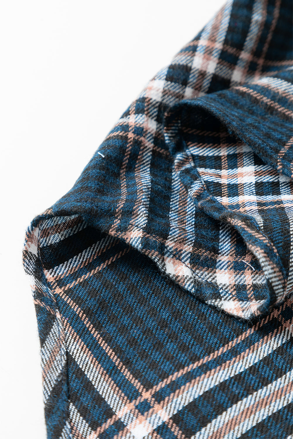 Camicia con stampa scozzese patchwork colorblock blu