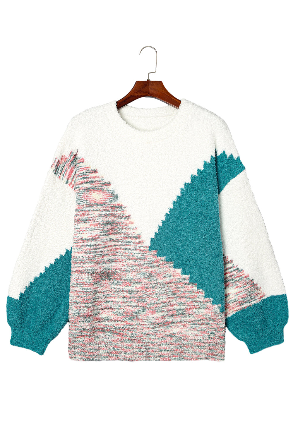 Večbarvni nazobčani barvni pulover velike velikosti