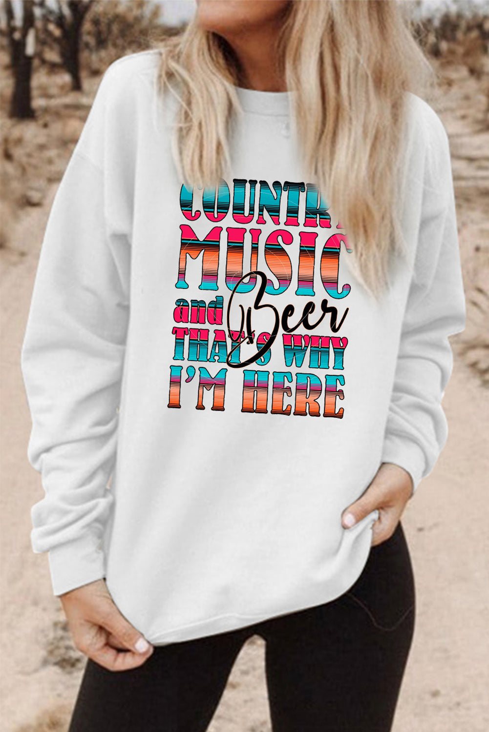 Letter Print Crew Neck Pullover Sweatshirt