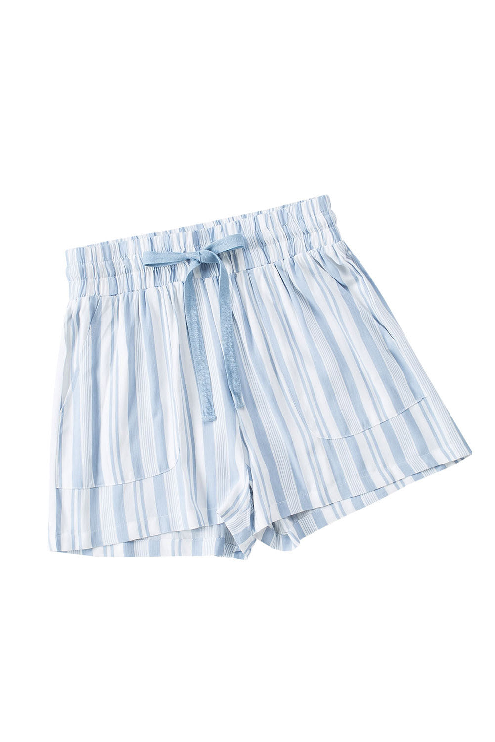 Himmelblaue Shorts mit vertikalen Streifen und Taschen