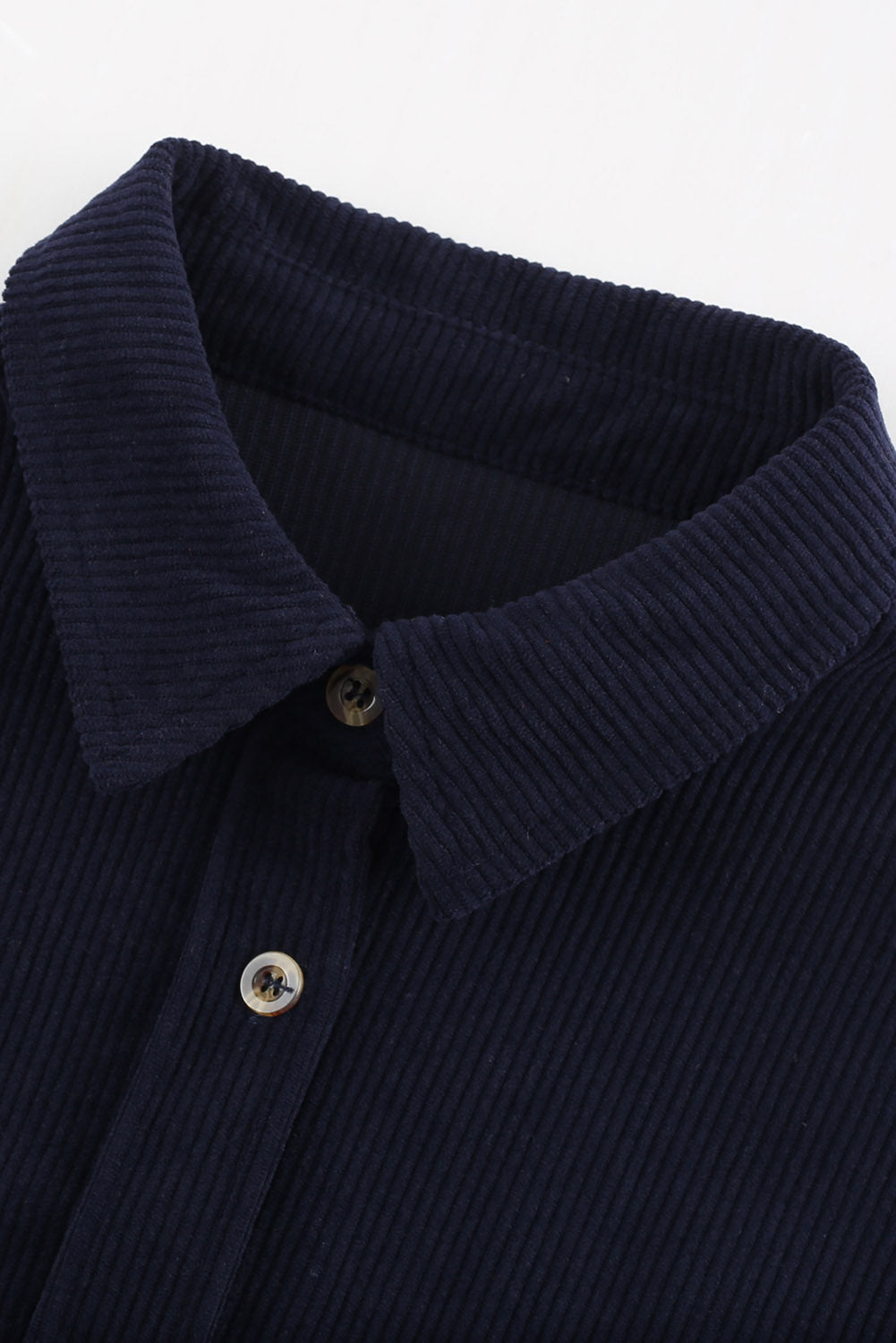 Dark Blue Corduroy Button Pocket Shirt