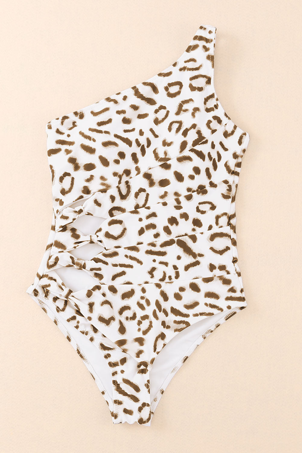 Maillot de bain une pièce ajouré à une épaule et imprimé léopard