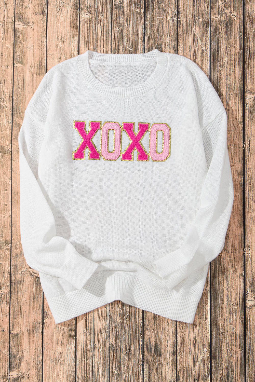 Pink Howdy Heart Graphic Round Neck Casual Sweater