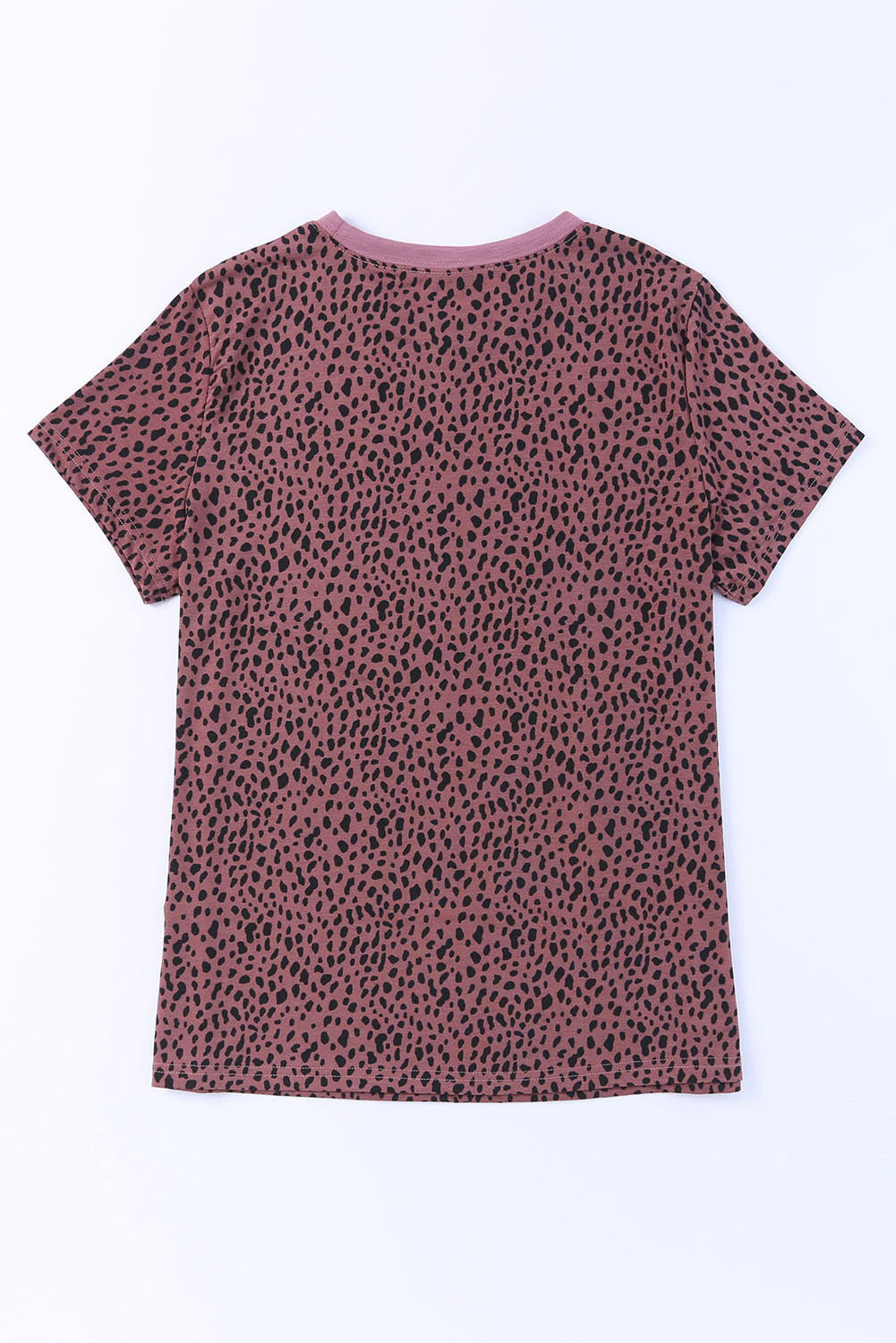 Feuriges rotes Kurzarm-T-Shirt mit Gepardenmuster und O-Ausschnitt