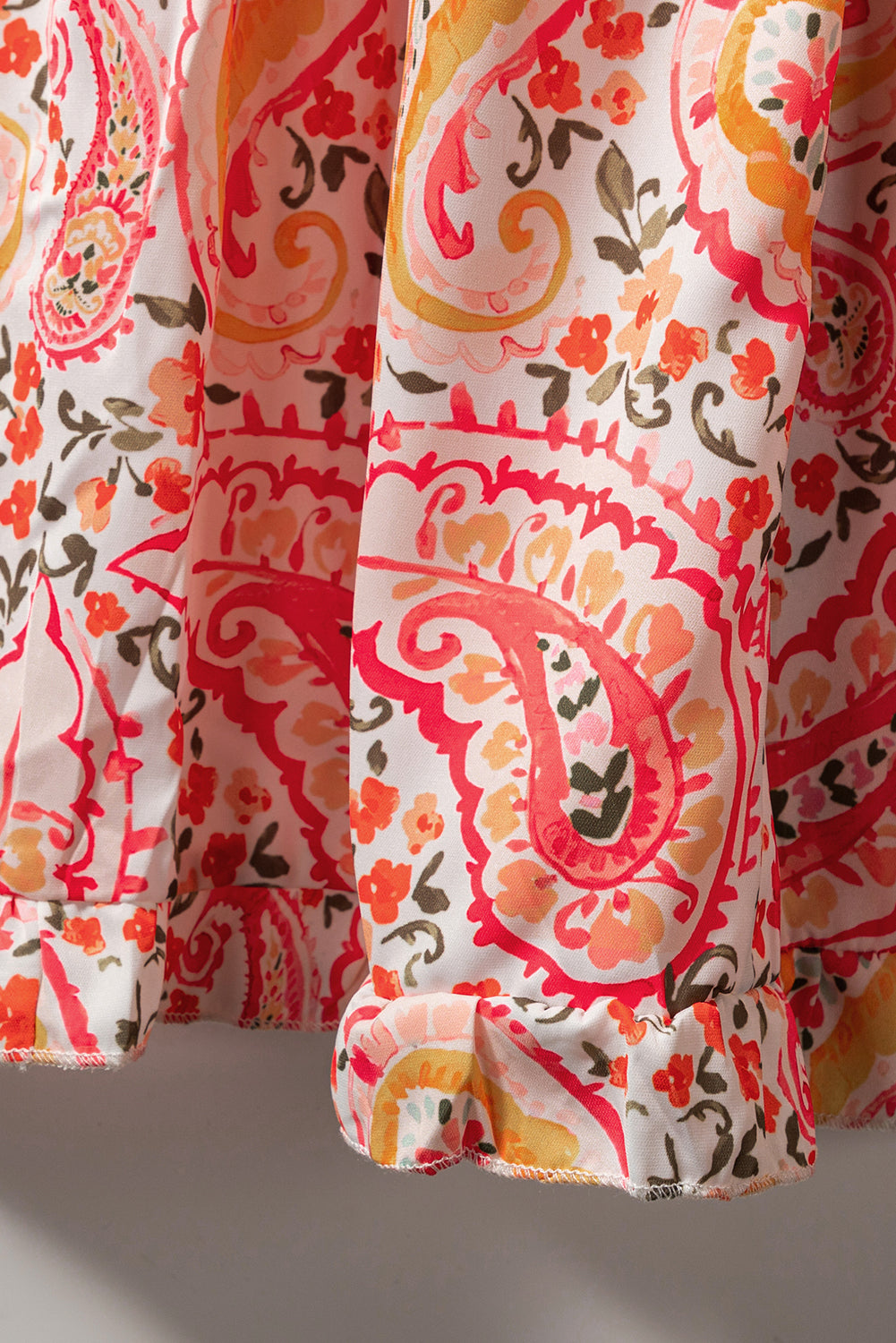 Robe longue bohème à imprimé cachemire et manches longues à plusieurs niveaux orange