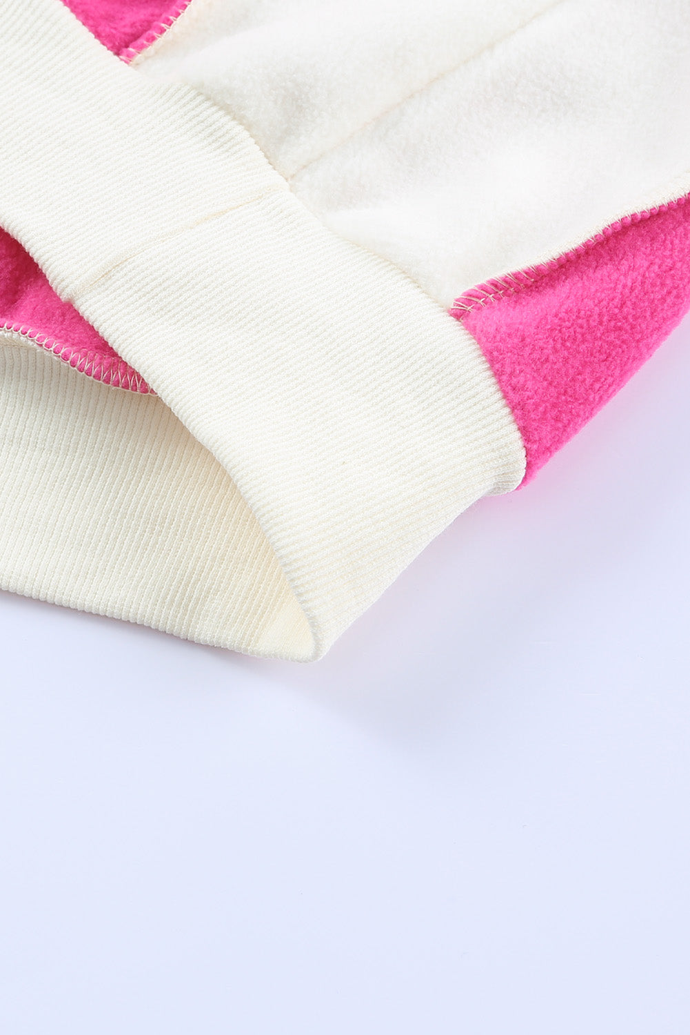 Felpa in pile pullover a maniche lunghe color block rosa