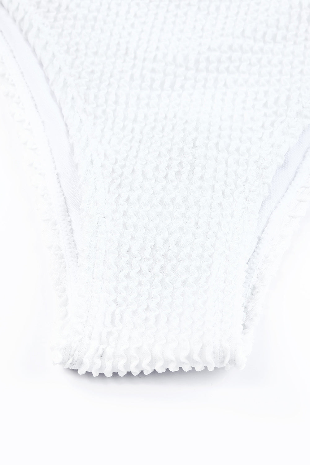 Maillot de bain bikini asymétrique texturé froissé blanc à une épaule