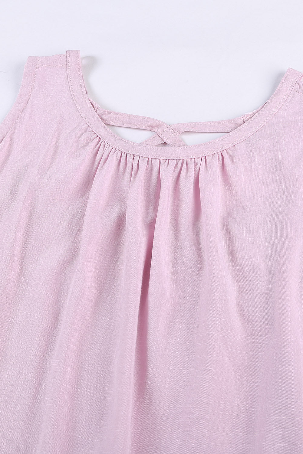 Pink Hollow-out Tank Top