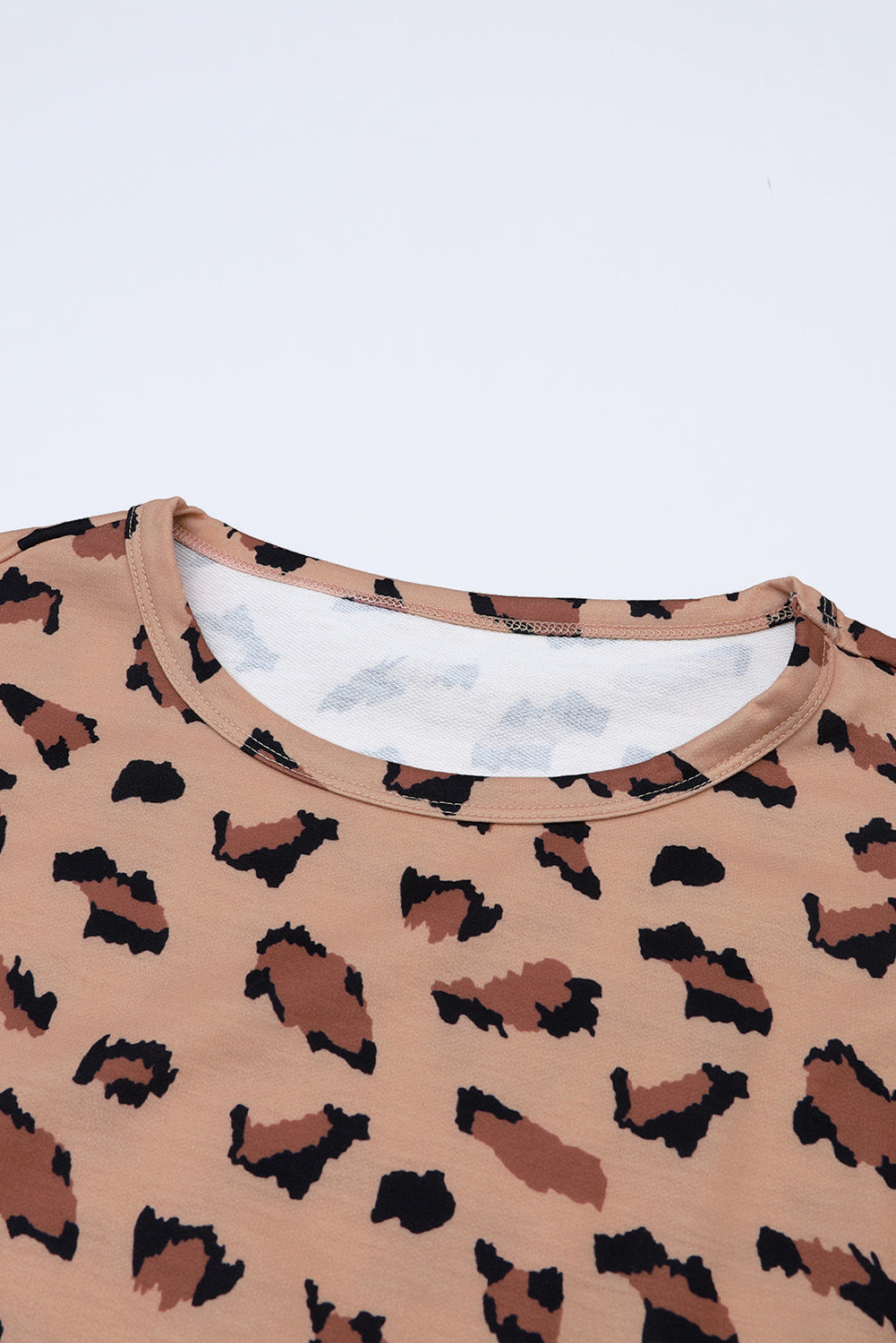 Brown Animal Print Stitching Loose Long Sleeve Top