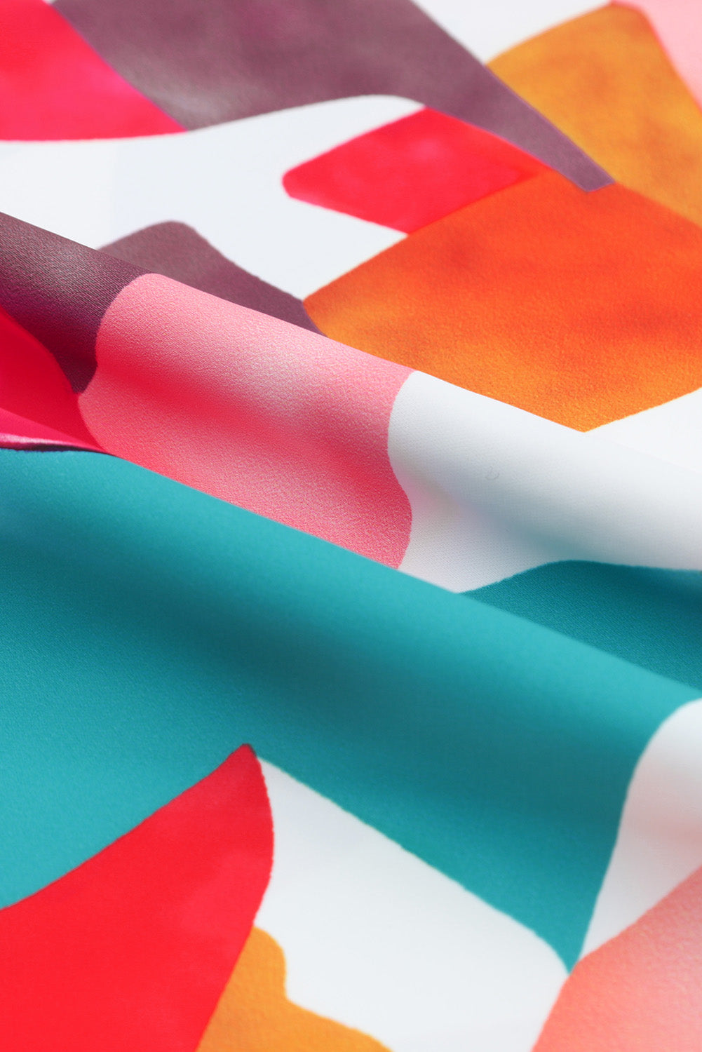 Chemisier multicolore à manches courtes et imprimé abstrait à col carré