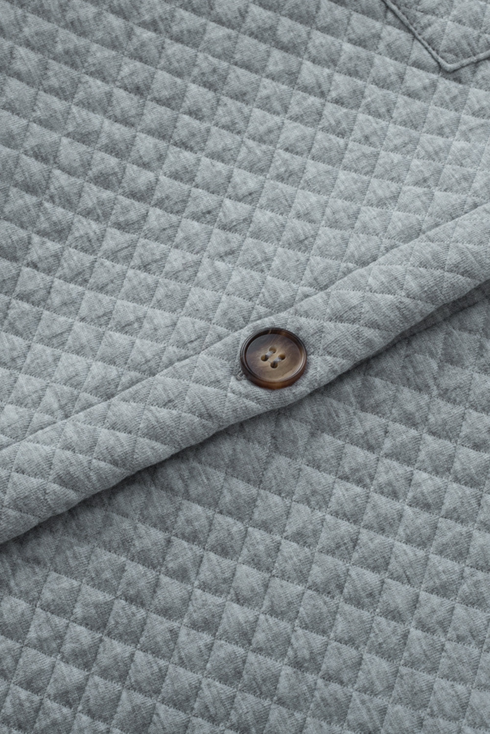 Khaki Retro Quilted Flap Pocket Button Shacket