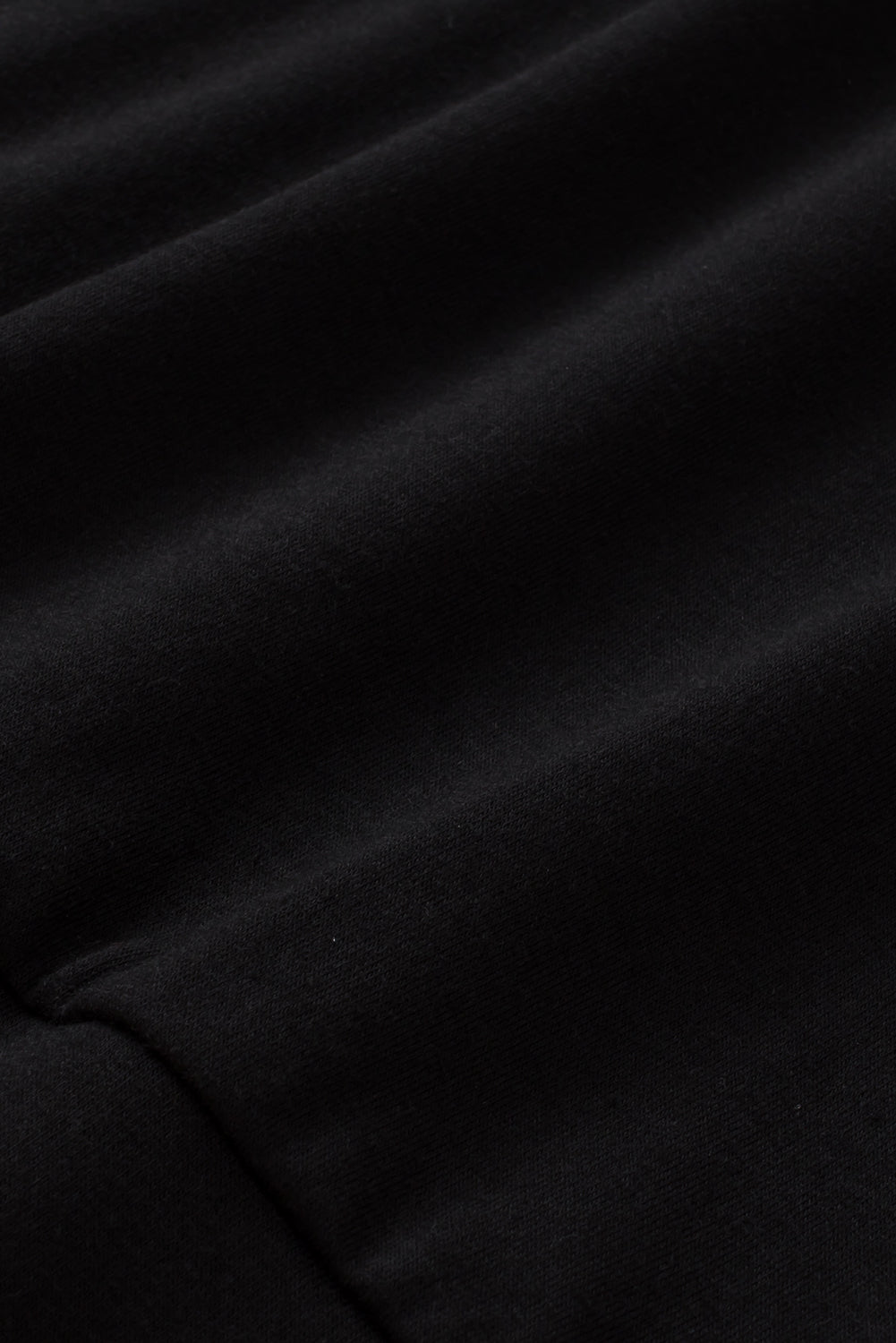 Črna enobarvna majica z dolgimi rokavi Raglan z okroglim izrezom za prosti čas