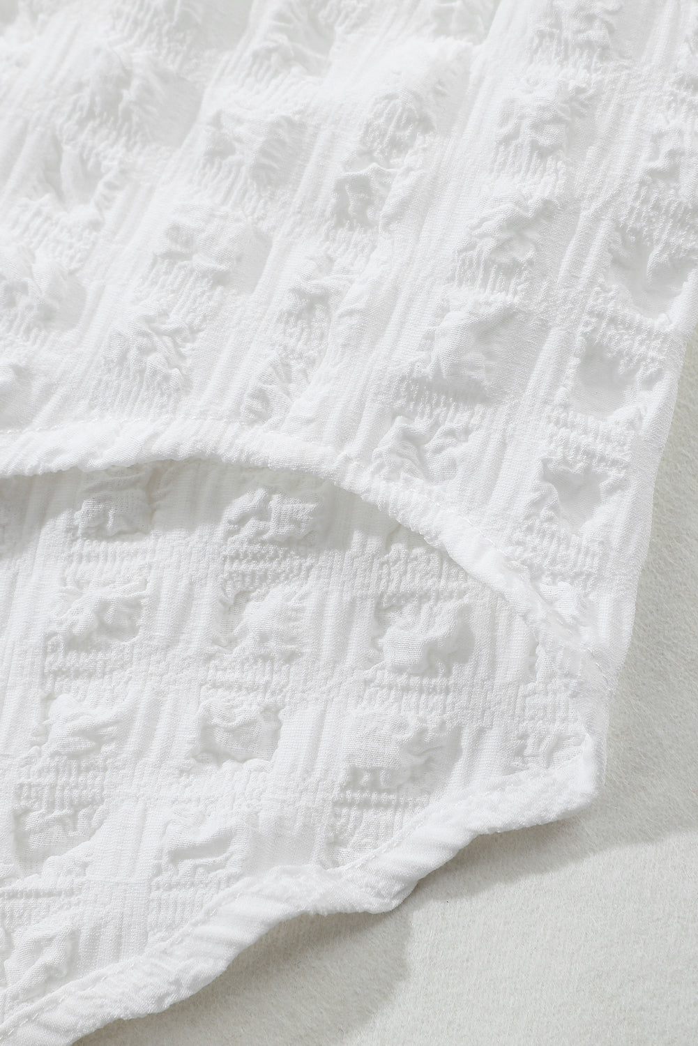 Chemise texturée à carreaux froissée blanche