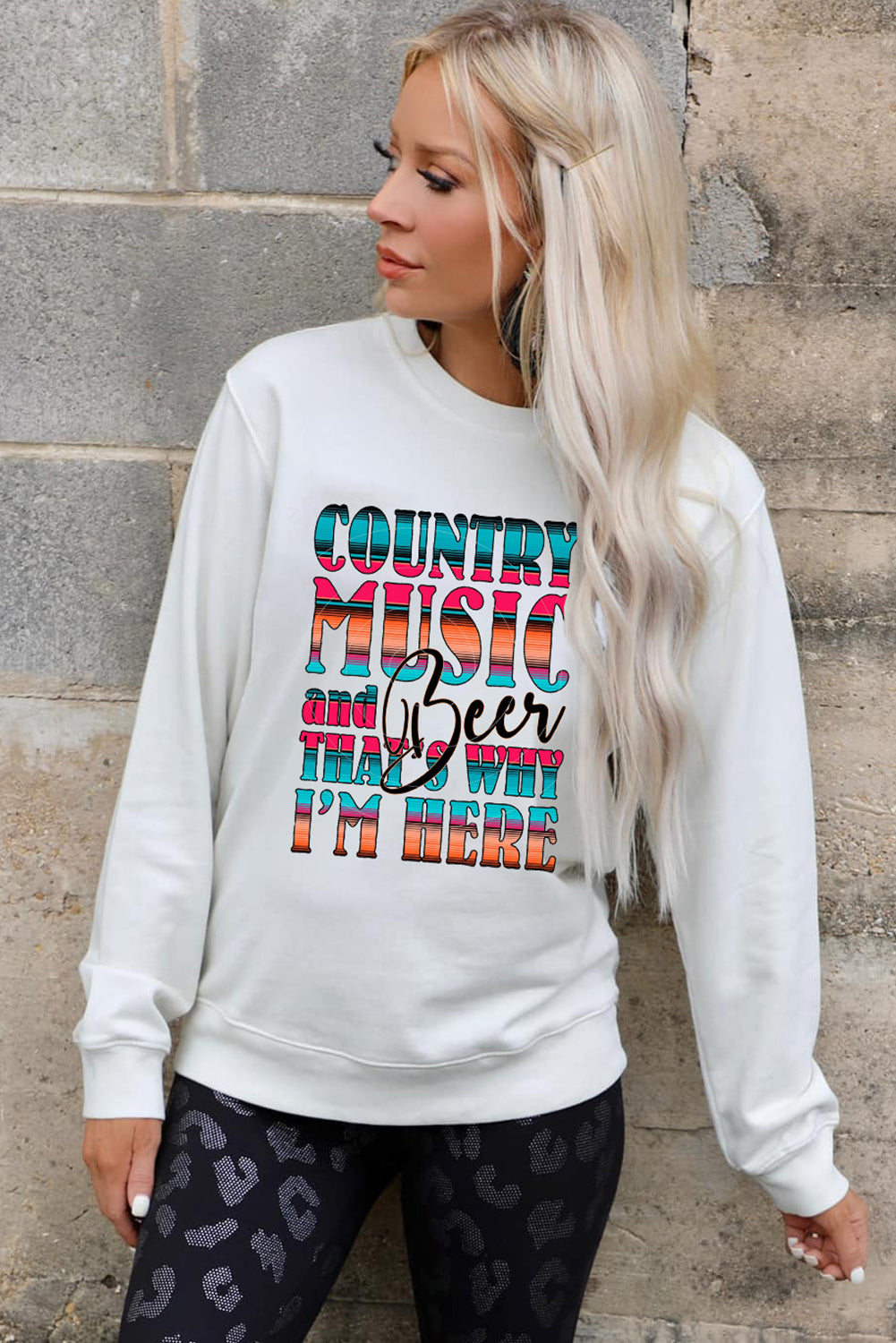 Letter Print Crew Neck Pullover Sweatshirt