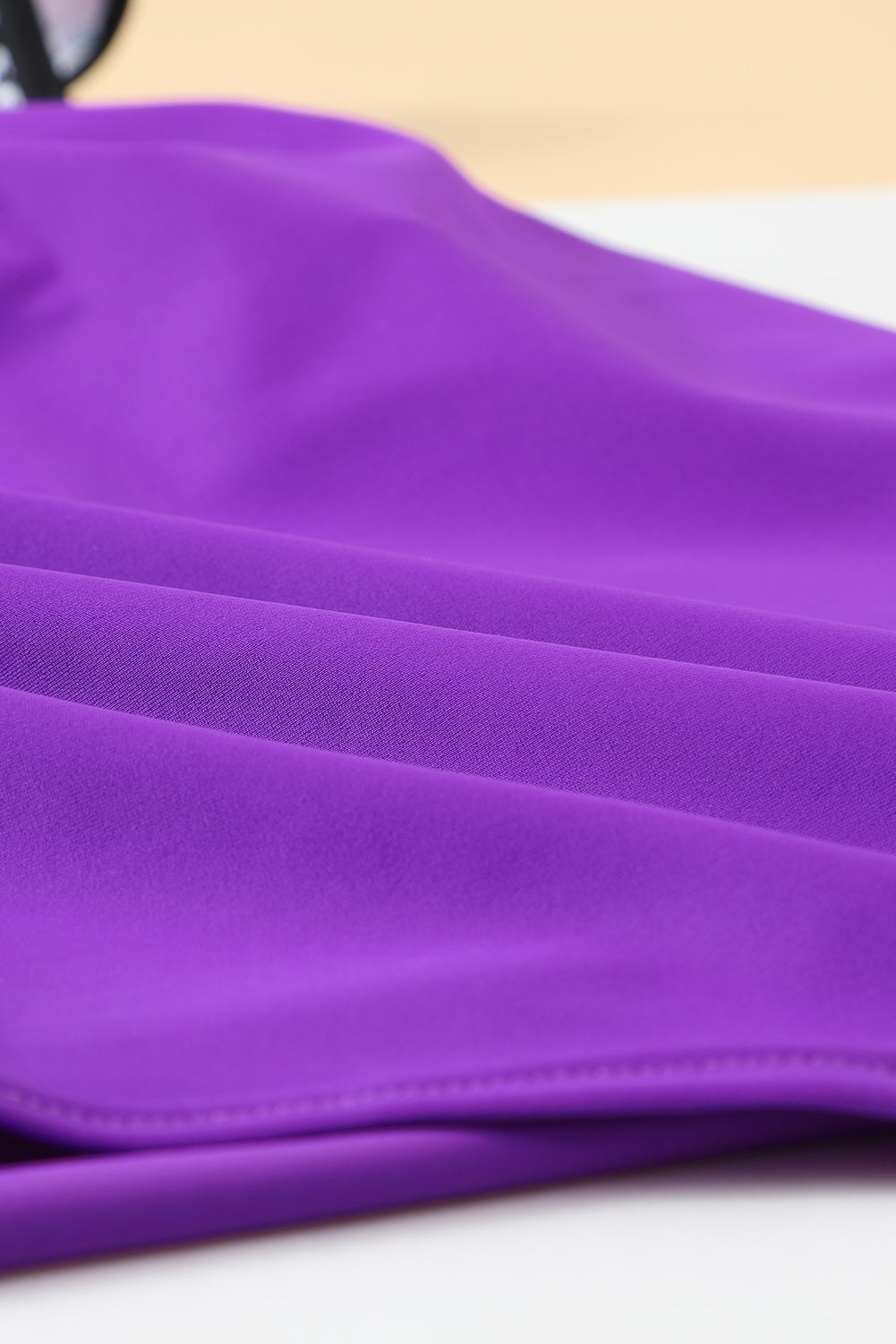 Purple Splicing Scoop Neck Tankini Swimsuit
