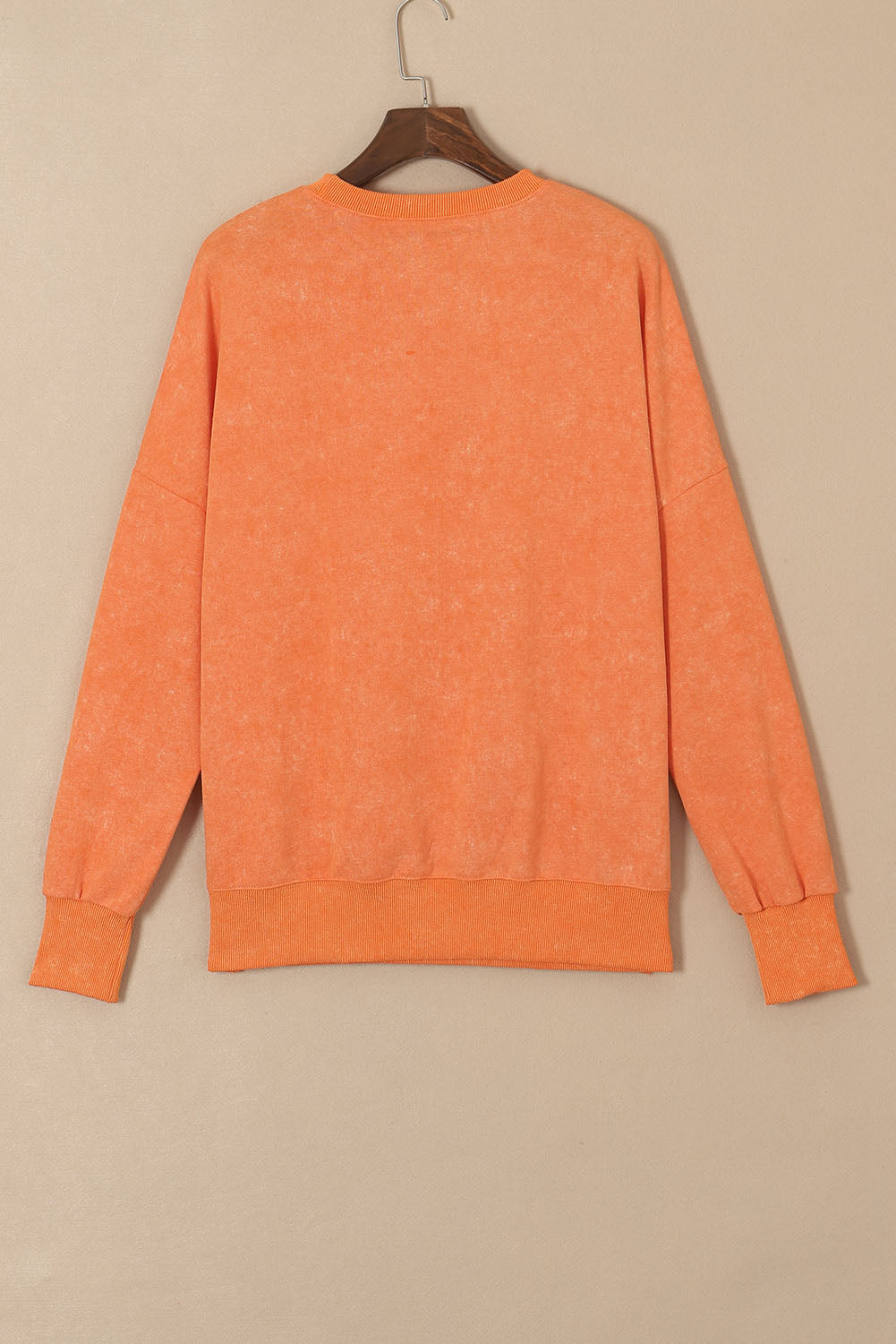 Grapefruit Orange Drop Shoulder Ribbed Trim Oversized Sweatshirt