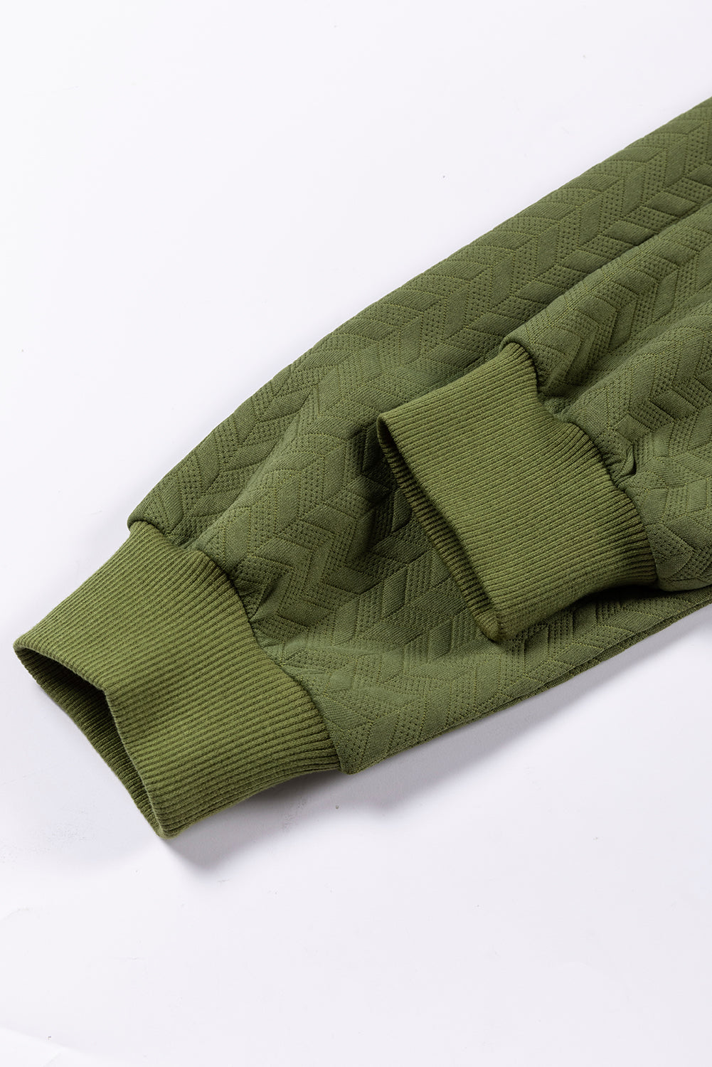 Pulover Jungle Green z enobarvnimi teksturiranimi raglan rokavi