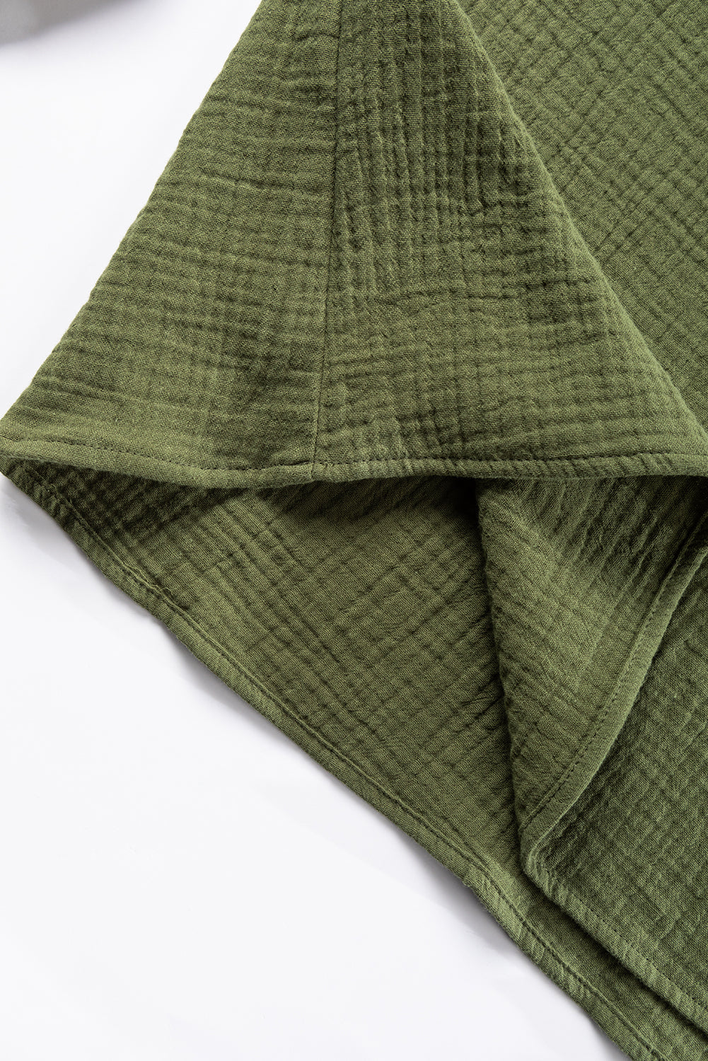 Camicia a maniche lunghe con bottoni strutturata increspata verde giungla