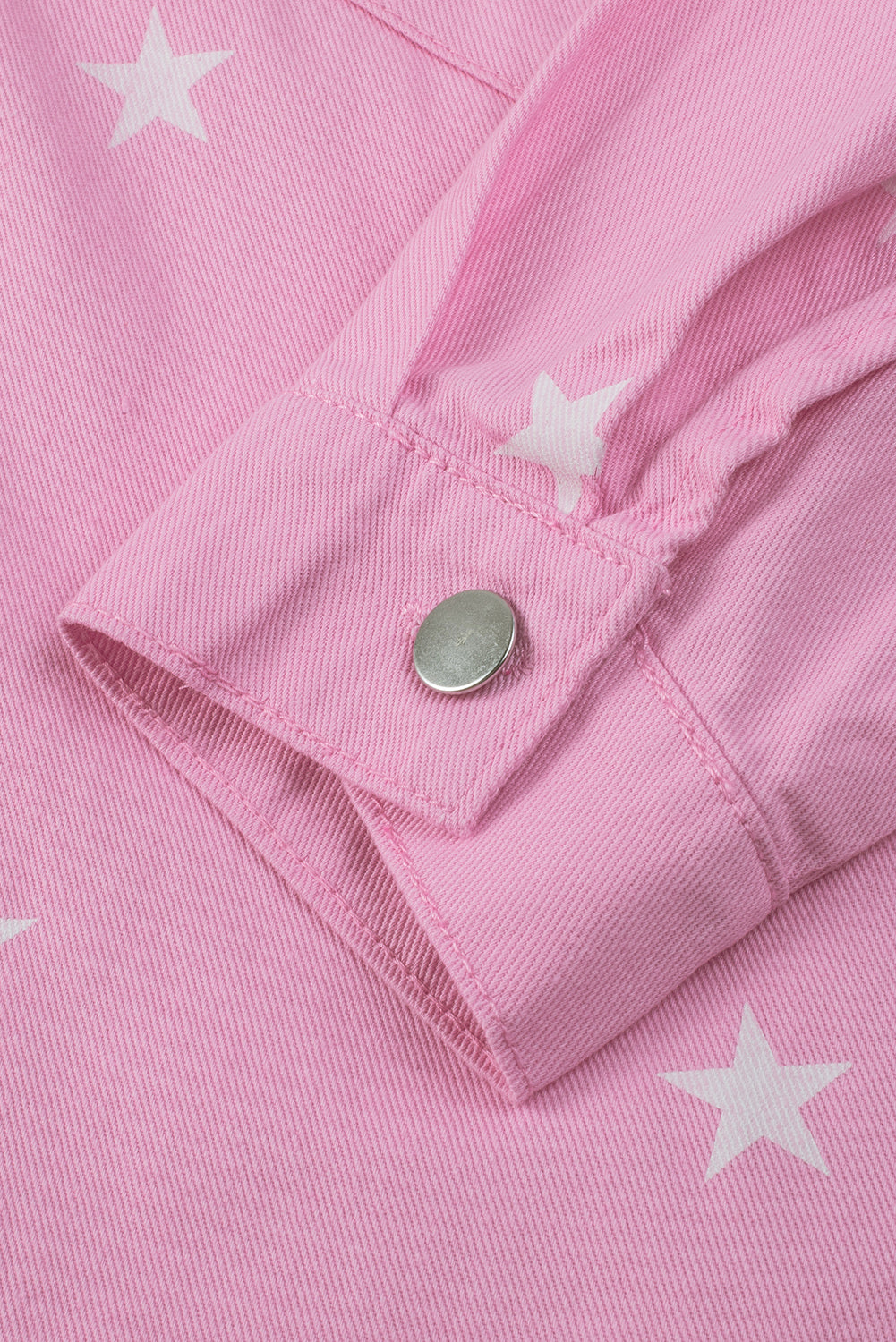 Veste en jean boutonnée rose à imprimé étoiles