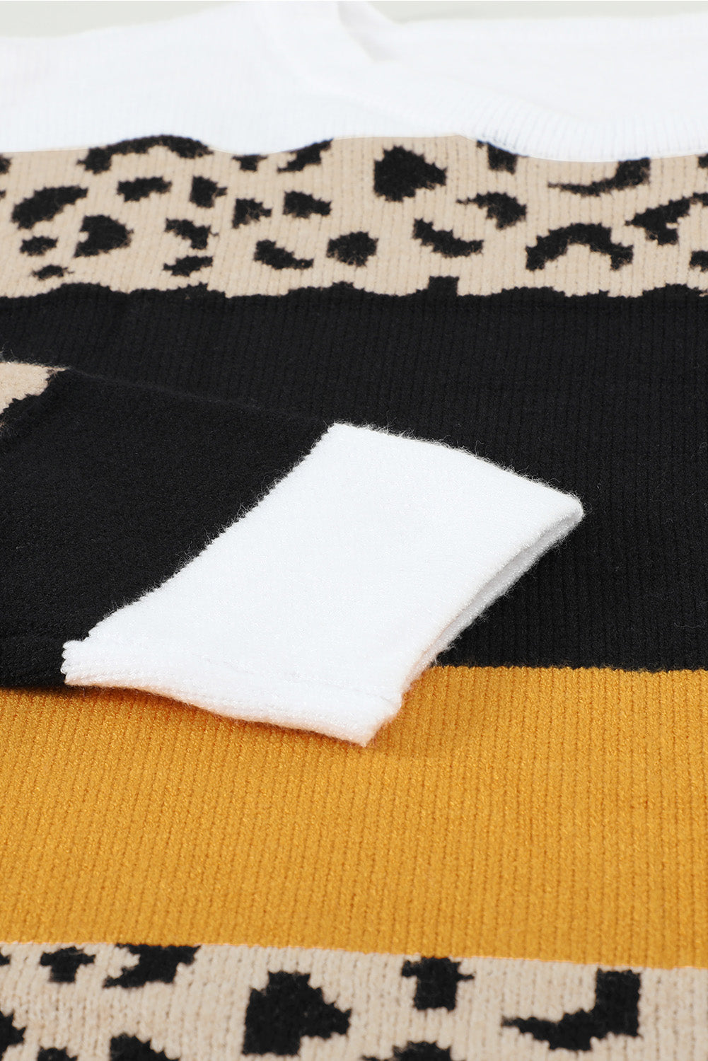 Maglione pullover in maglia color block leopardato girocollo
