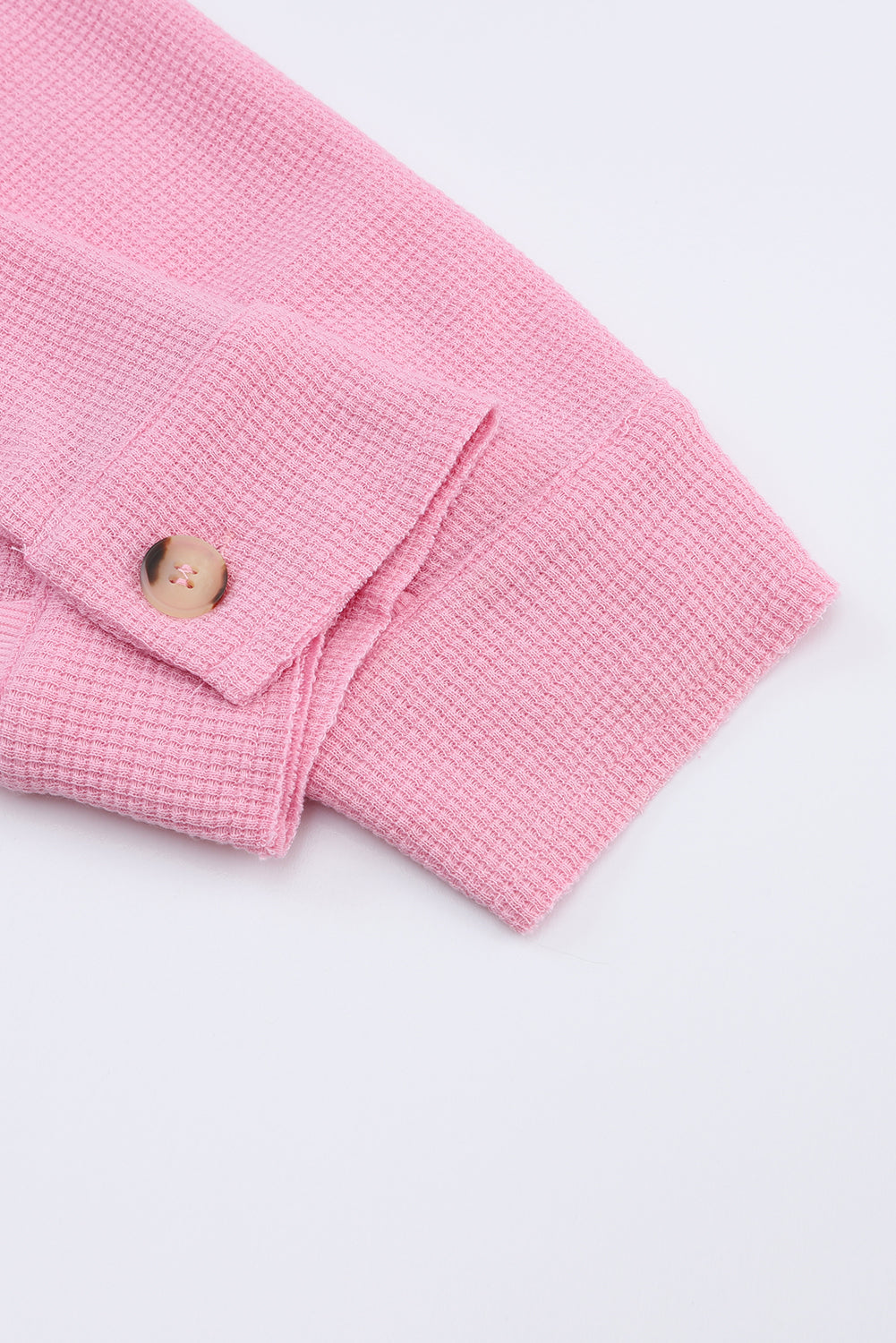 Camicia rosa taglie forti in maglia waffle con cuciture a vista