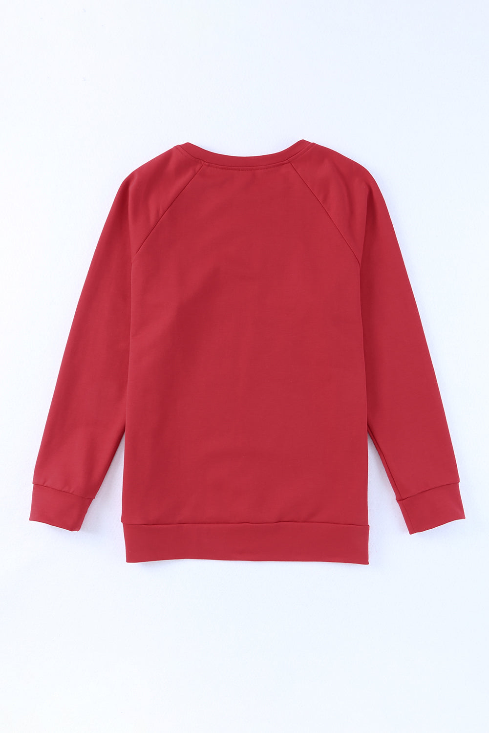 Feuriges rotes, einfarbiges Sweatshirt mit Raglanärmeln und Rundhalsausschnitt