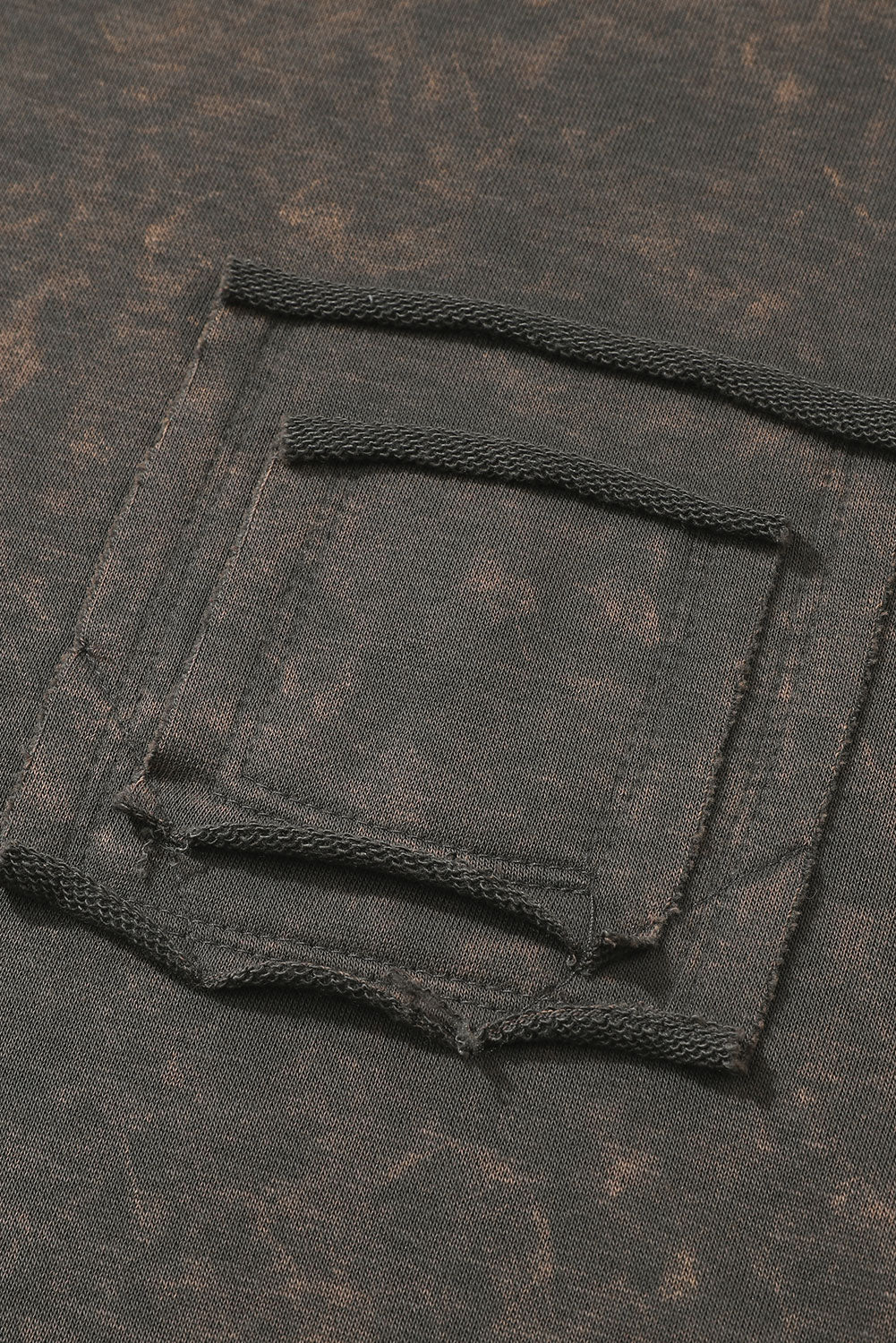Sweat-shirt gris à manches longues et épaules tombantes délavé à l'acide avec poches