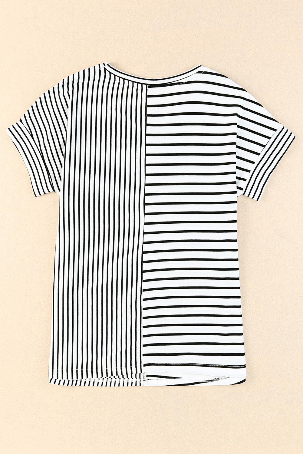Mix Striped Print Chest Pocket T Shirt