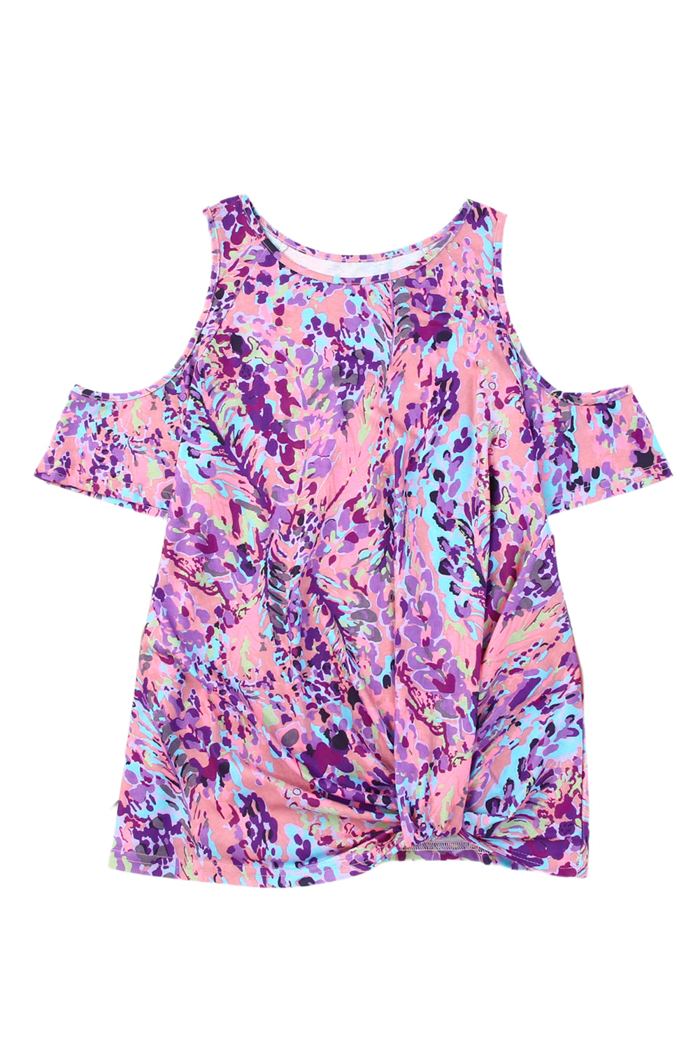 Večbarvna bluza s cvetličnim potiskom v barvi sivke