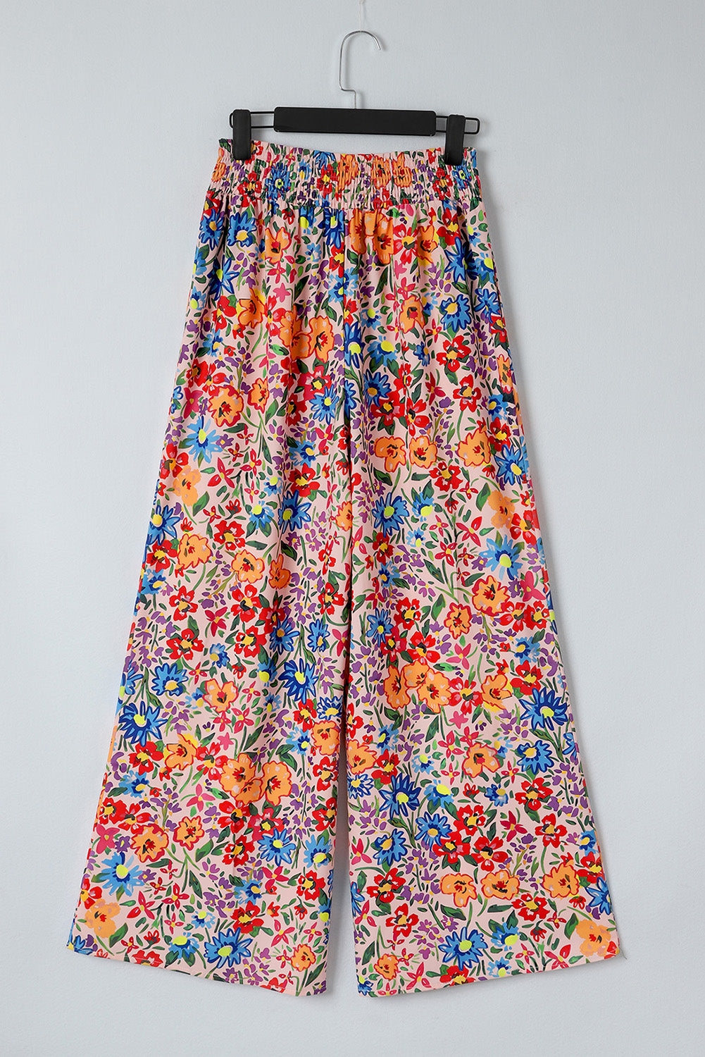 Pantaloni oversize con gamba larga con tasche e stampa floreale multicolor